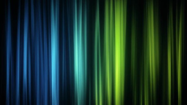 Abstract Moving Curtains of Blue and Green Light Flowing in Dark Space, Cinematic Full HD Motion Background