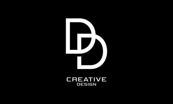 Modern letter DD monogram logo design template with elegant minimalist interlocking white lines on black background