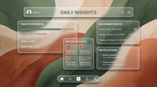 Frosted Glass UI Background with Glassmorphism Effect and Soft Gradient Panels
