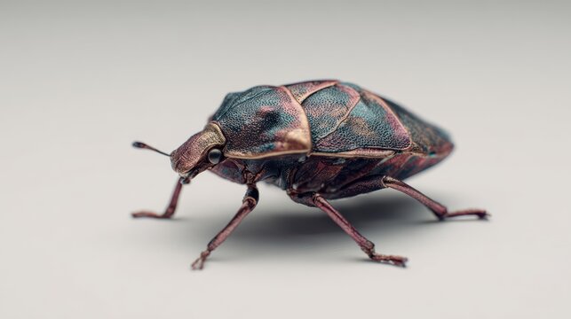 solitary bug on white surface, minimal design, soft lighting, realistic textures, ultra detailed 8k 