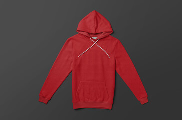 Hoodie Mock-Up isolated on background. Red Sweatshirt for mockup. © Lok