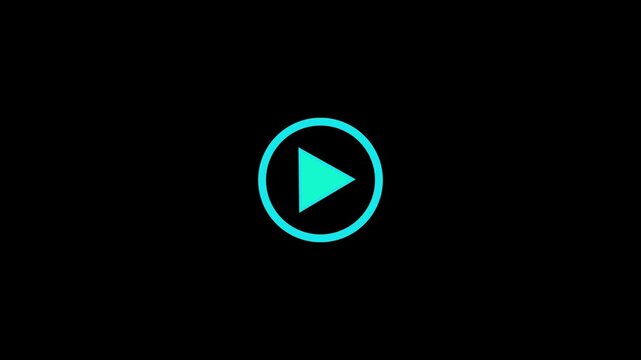 play icon, video play icon for website and mobile design animation on black background. glowing play button animation. Press to play. On black background .Video, play button icon animation