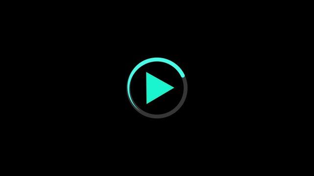 play icon, video play icon for website and mobile design animation on black background. glowing play button animation. Press to play. On black background .Video, play button icon animation