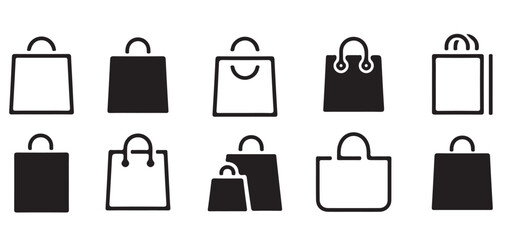 Fototapeta premium Shopping Bag Icons Collection for Retail and Ecommerce Vector illustrator eps10