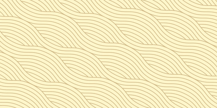 Yellow instant noodles, pasta and spaghetti texture with geometric wavy lines. Ramen, pasta vector pattern. Abstract food illustration background