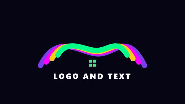 Minimalist House Logo Reveal Animation with Colorful Wavy Lines for Branding Intro