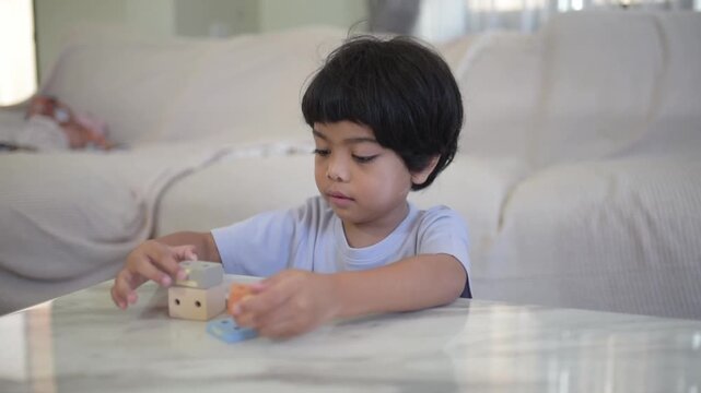 Asian youth cognitive development block interaction joy curiosity kindergarten STEM education