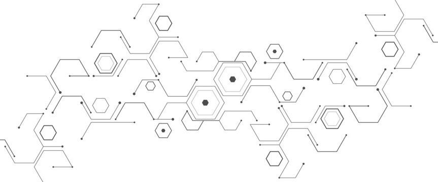 Vector hexagons pattern geometric simple hexagonal line and dot elements medical technology illustration background