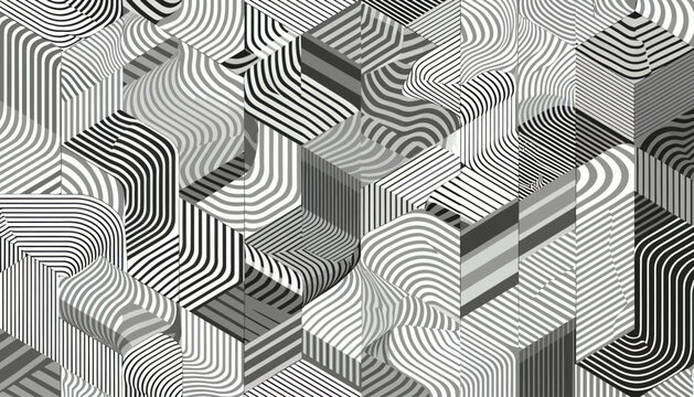 Monochromatic geometric abstract pattern with optical illusions