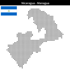 Obraz premium Map of Nicaragua region Managua in medium size square dots