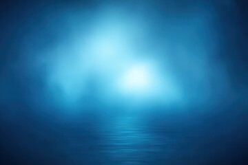 Fototapeta premium calm misty blue seascape with soft glowing light above gentle rippling water, serene and mysterious atmosphere