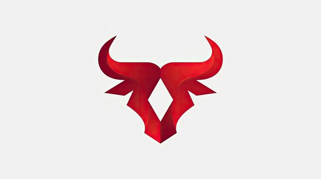 Red abstract bull head horns logo
