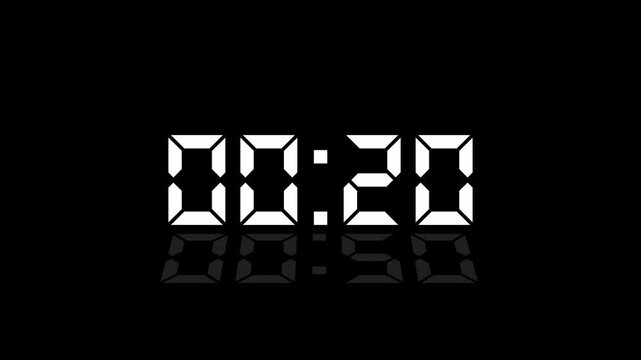 Countdown Digital Clock Animation 25 to 0 second Countdown digital clock timer icon.Animation of glowing 30 to 0 second countdown timer. Motion graphics of count down concept