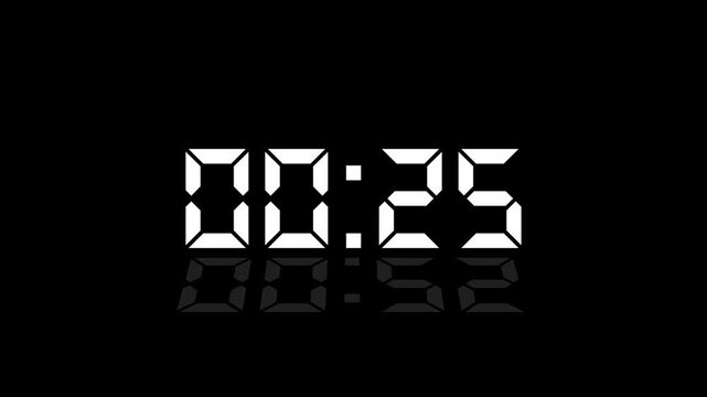 Countdown Digital Clock Animation 30 to 0 second Countdown digital clock timer icon.Animation of glowing 30 to 0 second countdown timer. Motion graphics of count down concept