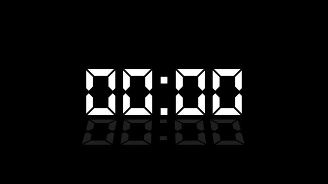 Countdown Digital Clock Animation 5 to 0 second Countdown digital clock timer icon.Animation of glowing 30 to 0 second countdown timer. Motion graphics of count down concept