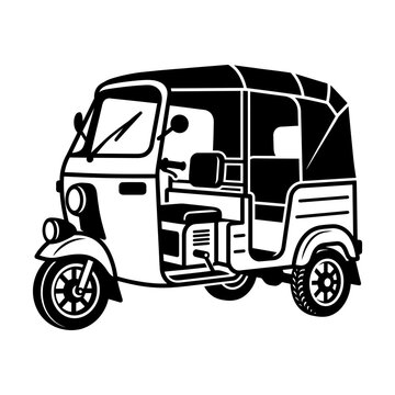 Auto rickshaw tuk tuk vector line art