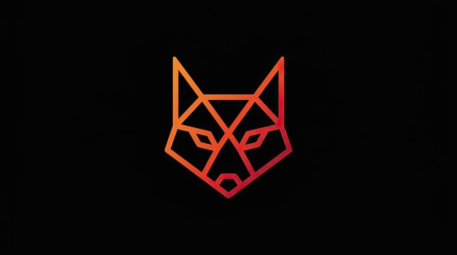 Red geometric fox head line art logo.
