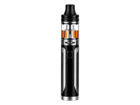 Black modern electronic vaping device isolated on transparent background