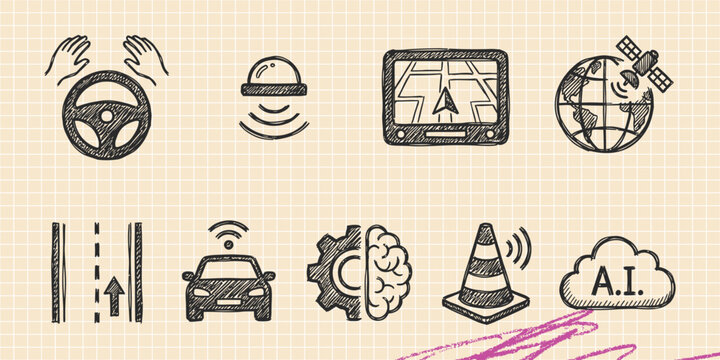 Hand drawn vintage black ink scribble doodle vector set of user interface computer and web icons icons for creative graphic design