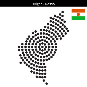 Map of Niger region Dosso in concentric large dots