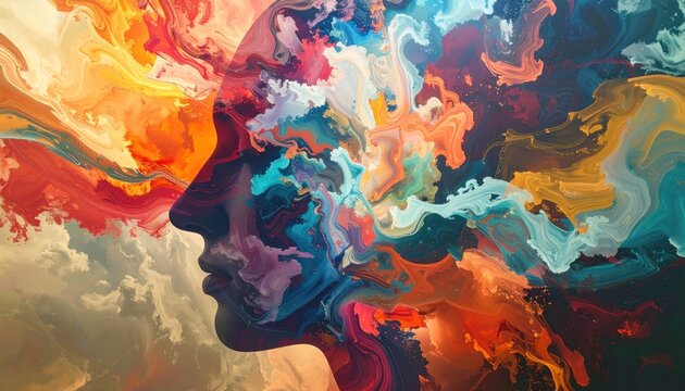 Colorful Mindscape - Abstract Portrait of Thought and Emotion.
