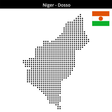 Map of Niger region Dosso in medium size dots