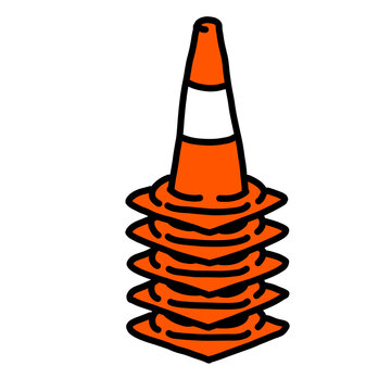 Stacked orange traffic cones vector illustration art
