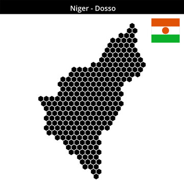 Map of Niger region Dosso in medium hexagonal dots