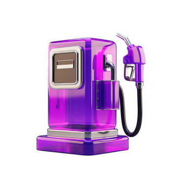 Purple gas pump with digital display and card slot