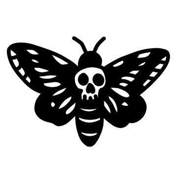 Edgy death head moth illustration with skull line art style