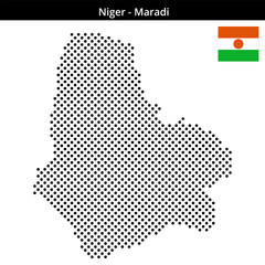 Fototapeta premium Map of Niger region Maradi in medium sized cross shaped dots