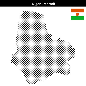 Map of Niger region Maradi in medium sized cross shaped dots