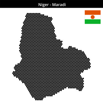 Map of Niger region Maradi in small hexagonal dots