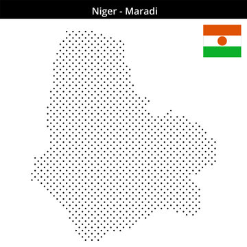 Map of Niger region Maradi in small cross shaped dots