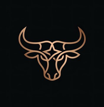 Rose gold bull head line art logo