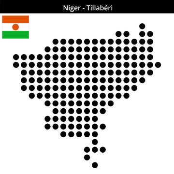 Map of Niger region Tillab&eacute;ri in large size dots