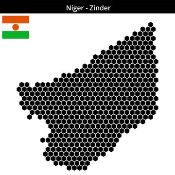 Map of Niger region Zinder in medium hexagonal dots