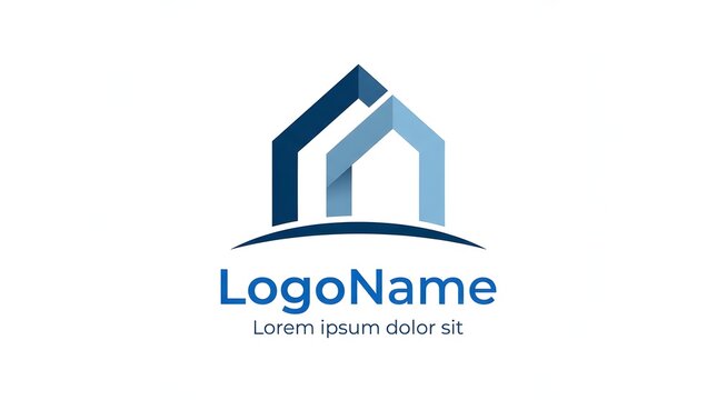 Modern blue real estate house logo design for construction company and property business agency with professional style