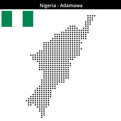 Obraz premium Map of Nigeria region Adamawa in medium size dots