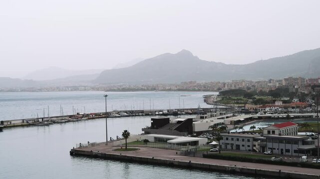 Palermo Sicily Italy Aerial Harbor Cityscape Panorama