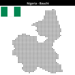 Fototapeta premium Map of Nigeria region Bauchi in medium size square dots