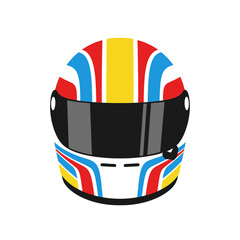 Fototapeta premium Colorful Racing Helmet, Motorsport Safety Gear, Driver Protection, Speed Sport Icon