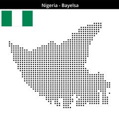 Fototapeta premium Map of Nigeria region Bayelsa in medium size square dots
