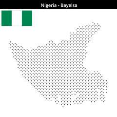 Obraz premium Map of Nigeria region Bayelsa in small cross shaped dots