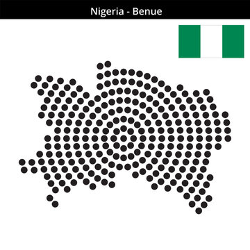 Map of Nigeria region Benue in concentric large dots