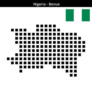Map of Nigeria region Benue in larger square dots