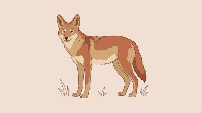 Flat illustration of an African wolf