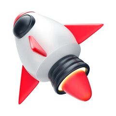 3D Asset - Cartoon Rocket with Isolated Background © AssetsStock
