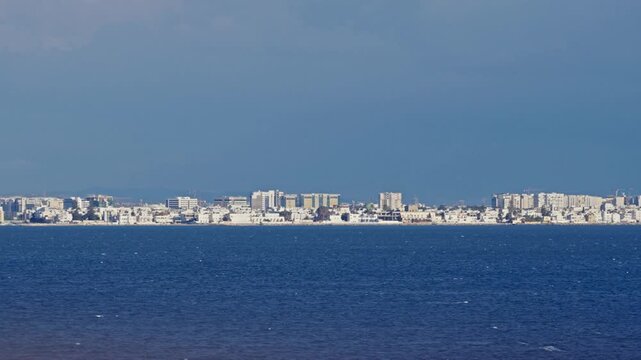 Panoramic View of Tunis City Skyline from the Mediterranean Sea