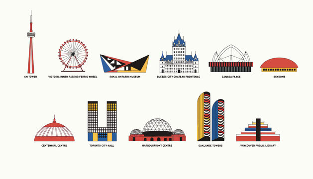 Canadian City Skyline Landmark Illustrations Collection
